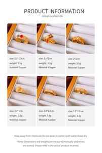 Macro display of gold-plated copper rings with Chinese traditional motifs and dimensions