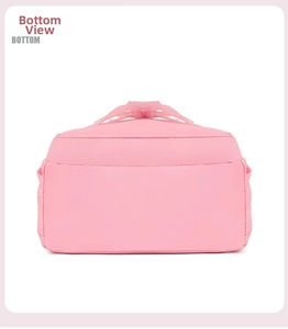 Detailed bottom view of pink ballet dance backpack showing durable fabric and stitching