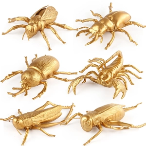 Ensemble de 6 figurines d'insectes dorés en plastique avec abeilles, scarabées et scorpions