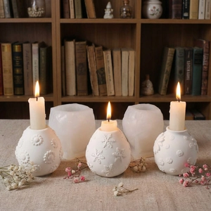 DIY relief flower daisy snowflake silicone mold for elegant candle holders and vases