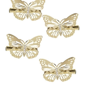 Set of four minimalist gold镂空 butterfly hair clips shown on a clean white background