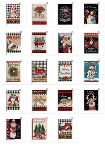 Set of 19 Christmas garden flags with Santa, snowman and reindeer festive patterns