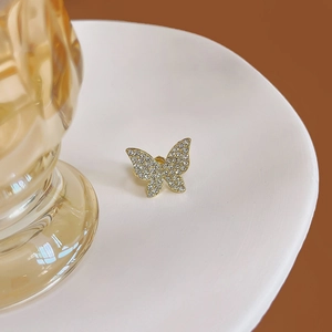 Boucles d'oreilles papillon en zircon serties de cristaux sur une assiette en céramique