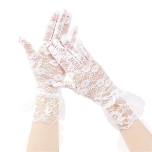 Sexy Lace Gloves For Women Floral Mesh Ruffled Wrist Length Sheer Breathable Bridal Wedding Party Costume Accessory