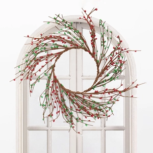 Christmas Wreath Artificial Red Green Pip Berry Twig Garland Festive Holiday Home Door Wall Hanging Decoration Nordic Style