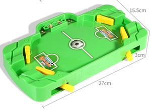 Detailed dimensions of the green tabletop ejection football game measuring 27x15.5x3cm