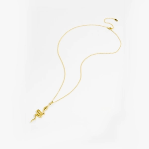 Elegant gold snake pendant necklace with S925 sterling silver chain for women