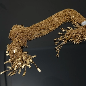 Polished 18K gold stainless steel bead chain necklaces with lobster clasps and K18 tags