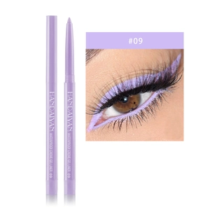 Waterproof paars crème gel eyeliner potlood #09 met kleurstaal en applicatie