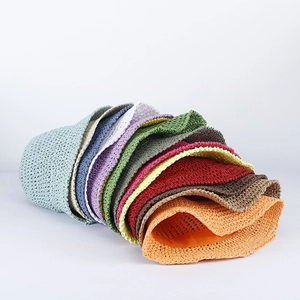 Breathable summer woven straw bucket hats in multiple colors for beach sun protection