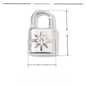 Détail du pendentif cadenas 14x8mm en acier inoxydable avec étoile et strass argenté