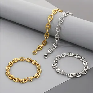 Minimalist Anchor Link Bracelet Stainless Steel Pig Nose Chain High Polished Fashion Jewelry For Men Women