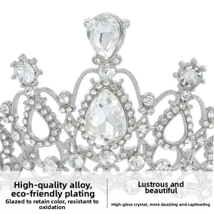 Detailed macro view of silver wedding crown featuring high-brightness crystals and rhinestones