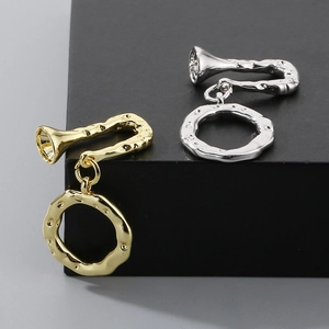 Baroque hammered 18K gold and silver plated OT toggle clasps for jewelry making