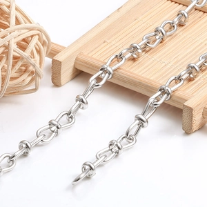 Polished silver stainless steel figure-eight link chain for DIY jewelry making