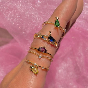 Süßer 18K Vergoldeter Kupfer Dinosaurier Ring Für Damen Bunte Zirkonia Eingelegt Tier Fingerring Süßes Schmuck Geschenk