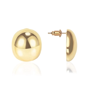 Luxury gold dome stud earrings with a polished mirror finish and reflective metallic surface