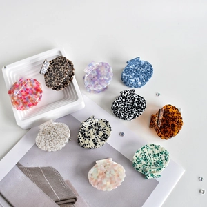 Shell Shaped Hair Claw Clip Acetate Leopard Tortoiseshell Marble Pattern French Style Hair Accessories For Women