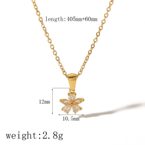 18k gold plated titanium steel flower pendant necklace with diamonds for women