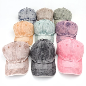 Classic washed cotton baseball caps in nine vintage colors with adjustable strap for adults