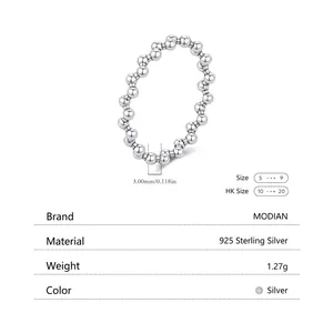 Authentic S925 sterling silver beaded ring with 3mm round beads in vintage style