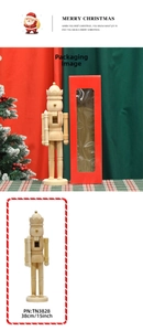 Unfinished 38cm wooden nutcracker with red packaging box and clear window display