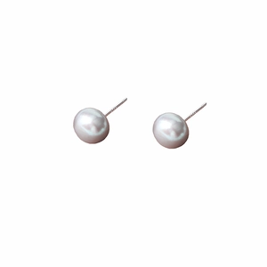 Lustrous grey freshwater pearl stud earrings with S925 sterling silver posts