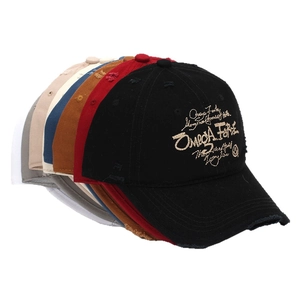 Casquette de baseball vintage en coton délavé avec broderie et design déchiré usé