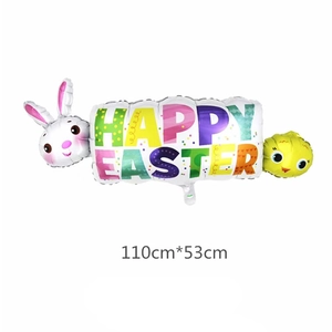 Easter bunny and chick foil balloon 110x53cm with Happy Easter text for party decor