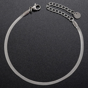 Minimalist 2.5mm stainless steel silver snake chain bracelet with adjustable lobster clasp