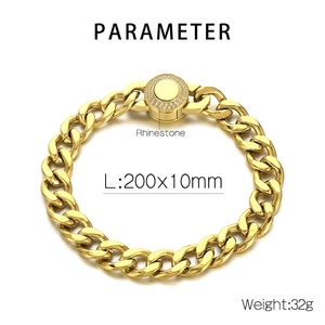 Détails des paramètres de la chaîne cubaine dorée de 10mm avec pavage de strass