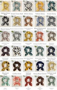 Detailed grid of assorted floral cotton linen neck scarves with diverse colorful patterns