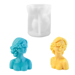 Blindfolded girl bust silicone mold for DIY scented candles and gypsum statues