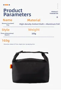 Detail of waterproof thermal lunch bag with buckle handle and insulated aluminum foil liner