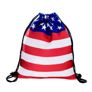 Fashionable American flag drawstring backpack with high-quality digital star and stripe print