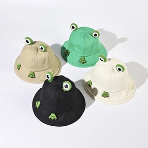 Chapeau Bob Grenouille Coton Toile 3D Yeux Et Pattes D'animaux Broderie Dessin Animé Mignon Pare-soleil Pour Femmes Enfants Unisexe