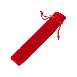 Red velvet drawstring pouch for pens and gifts shown on a professional white background