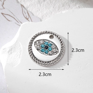 Evil Eye pendant with blue rhinestones and 2.3cm diameter scale for DIY jewelry making