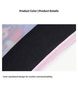 Détail du bandeau anti-transpiration en maille noire avec couture rose sur le chapeau