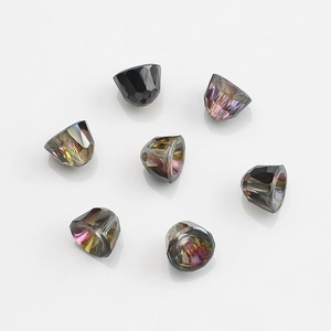 Macro shot of 8mm colorful crystal glass bell pendants for DIY necklace jewelry making
