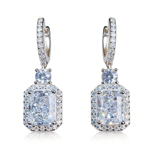 925 silver 2ct radiant cut earrings with sparkling halo and secure leverback closure