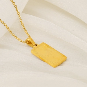 Gold 18K stainless steel tiger zodiac pendant necklace with engraved Chinese character