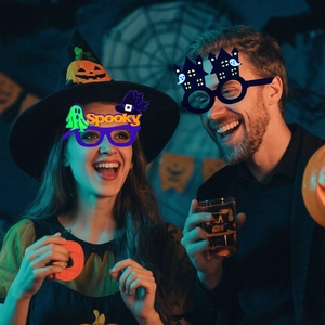 Halloween pumpkin ghost glasses with Spooky design for party costumes and fun photo props