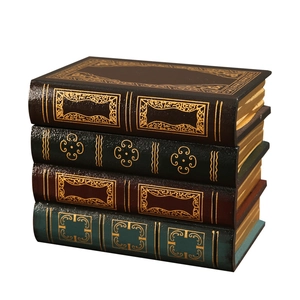 European vintage decorative faux book boxes set of four in assorted classic colors