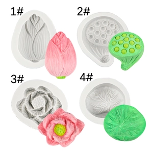 Set moldes de silicona de loto y hoja de lirio para pasteles y decoraciones DIY