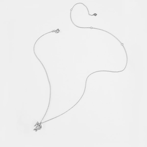 Close-up of S925 silver necklace featuring a detailed letter R pendant with small crystals