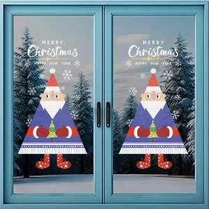 Christmas Santa Claus Window Stickers PVC Static Cling Glass Decals No Glue Removable Double Sided Festive Decor