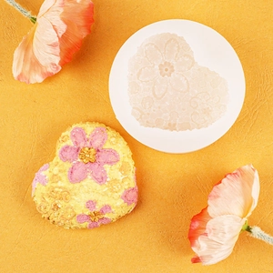 Heart-shaped silicone mold with floral texture for DIY scented candles and soaps
