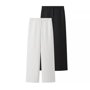 Women's French style sleeveless button top and straight leg pants two-piece set