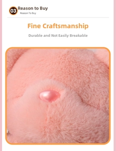 Close-up of pink plush bear keychain featuring premium stitching and a pearly nose detail